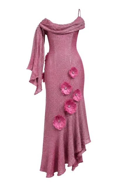 La Fuori Rose Siren Silk-lurex Dress In Pink
