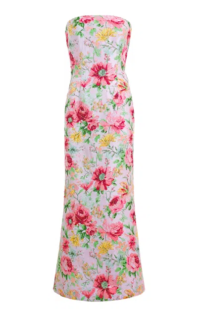 La Fuori Rosebud Fantasy Sequined Maxi Dress In Multi