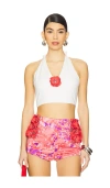 La Fuori Savannah Tank In White & Coral Floral