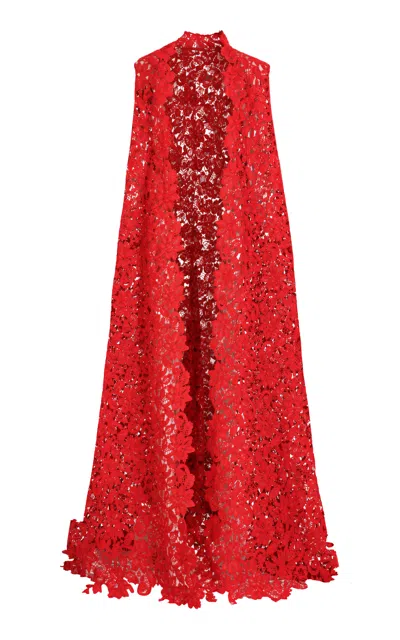 La Fuori Scarlet Majeste Lace Cape In Red