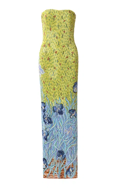 La Fuori Seafoam Serenade Embellished Maxi Dress In Multi