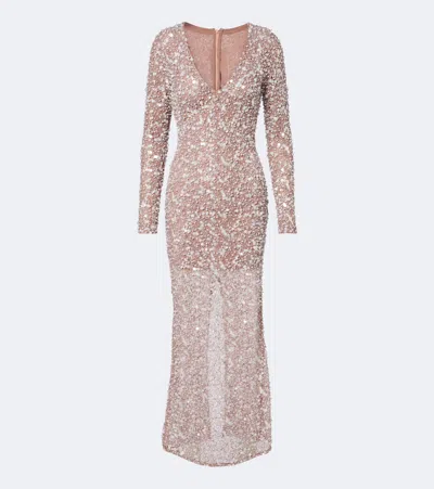 La Fuori Là Fuori Sequined Gown In Pink