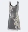 La Fuori Là Fuori Shell Sequined Chainmail Minidress In Silver