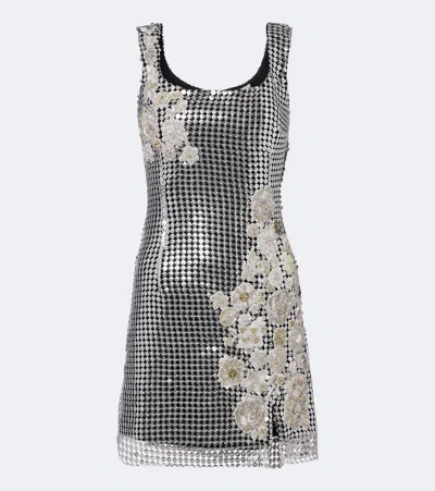 La Fuori Là Fuori Shell Sequined Chainmail Minidress In Silver
