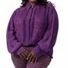 La Fuori Silk Chiffon Long Sleeve Blouse Blouse - Plus In Purple In Purple