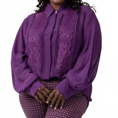 La Fuori Silk Chiffon Long Sleeve Blouse Blouse - Plus In Purple