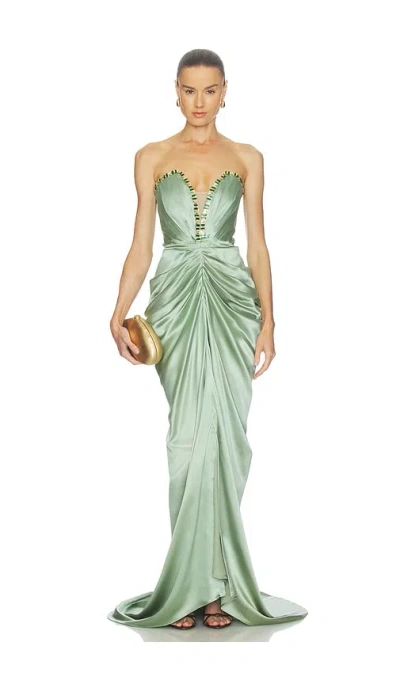 La Fuori Silver Sage Crystal Gown