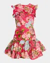 La Fuori Sleeveless Hydrangea-print Bubble Mini Dress