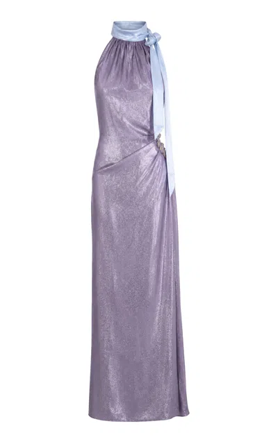 La Fuori Soft Dusk Silk Maxi Dress In Purple