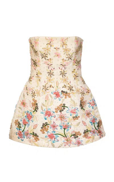 La Fuori Solar Petal Embroidered Mini Dress In Multi