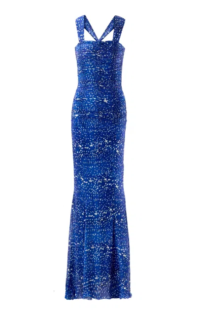 La Fuori Starlit Sapphire Silk Gown In Blue