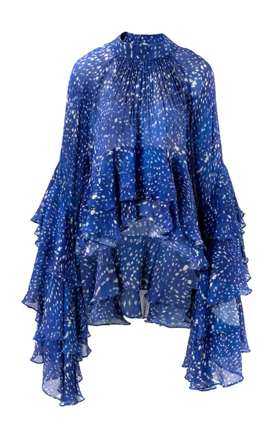 La Fuori Starlit Sapphire Silk Top In Blue