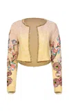 La Fuori Sunrise Lily Field Embroidered Mini Jacket In Multi