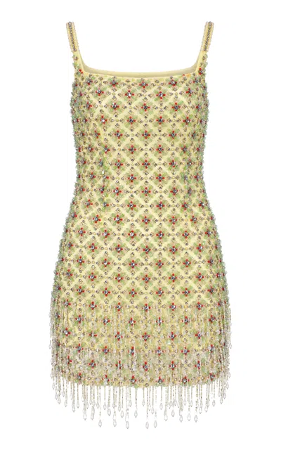 La Fuori The Aurelia Tassel Mini Dress In Yellow