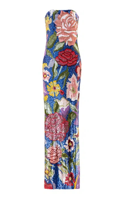 La Fuori The Florentine Garden Embellished Gown In Multi