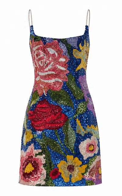 La Fuori The Florentine Garden Embellished Mini Dress In Multi