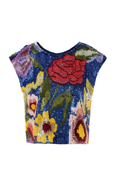 La Fuori The Florentine Garden Embellished Top In Multi