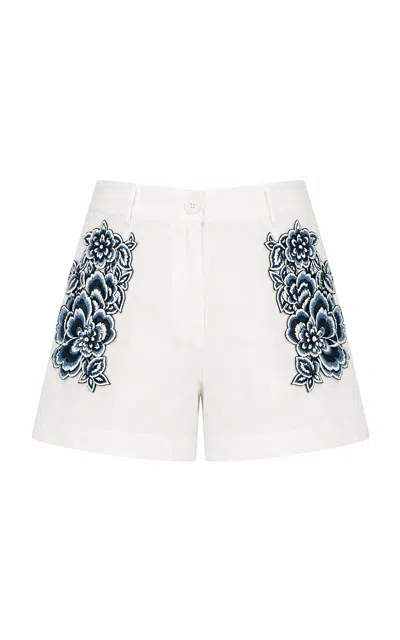 La Fuori Tuscan Azzurra Embellished Shorts In White