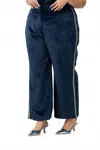 La Fuori Velvet Sequin Stripe Pants - Plus In Royal Blue In Blue