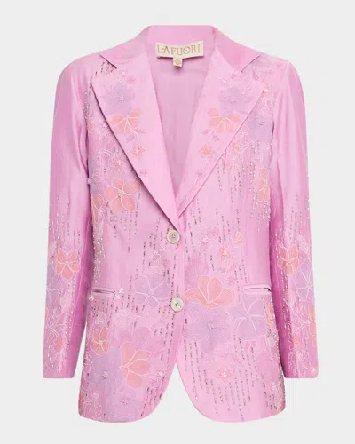 La Fuori Vixen Vortex Floral Embellished Single-breasted Jacket