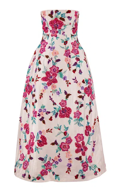 La Fuori White Floral Embroidered Gown