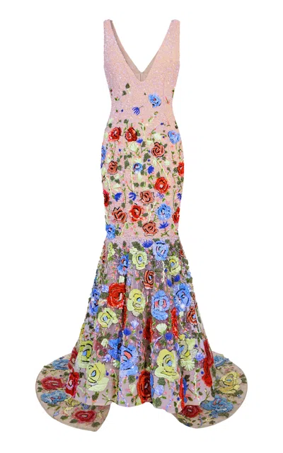 La Fuori Wildflower Trail Gown In Multi