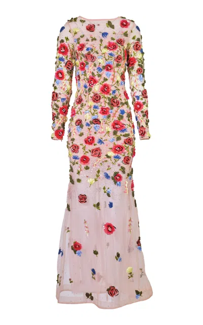 La Fuori Wildrose Sequined Maxi Dress In Multi