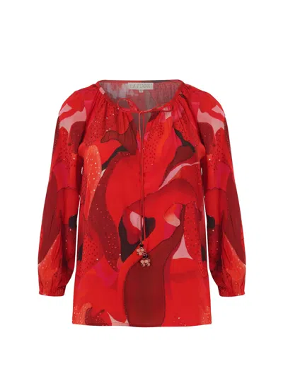 La Fuori Women's Casa Top In Rouge Camouflage In Red