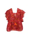 La Fuori Women's Hazzy Edda Flutter Top In Red, Orange In Multi