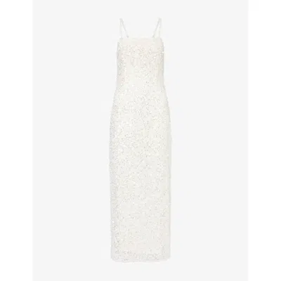 La Fuori Womens  Isolde Lace Beaded Maxi Dress In White