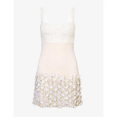 La Fuori Womens Maris Floral Sequinned Mini Dress Ivory (excl.) Xs