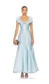 La Fuori X Revolve Azure Ruffle Dress In Blue
