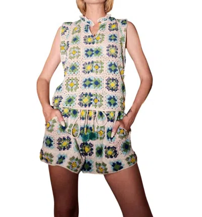 La Fuori Zilia Crochet Embellished Shorts In Multi