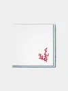 La Gallina Matta Coral Embroidered Linen Napkins (set Of 4) In White
