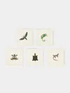 La Gallina Matta Exotic Animals Embroidered Linen Cocktail Napkins (set Of 5)