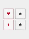 La Gallina Matta Playing Cards Embroidered Linen Cocktail Napkins (set Of 4)