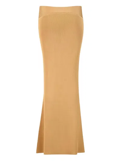 La Galpa Classic Malagueta Ribbed Skirt In Neutral
