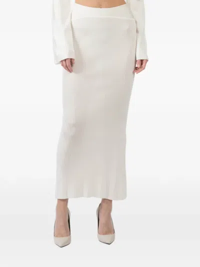 La Galpa Malageta Ribbed Skirt In White