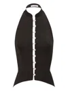 La Galpa Modjolokia Halterneck Button-up Top In Black