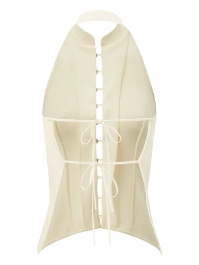 La Galpa Modjolokia Halterneck Button-up Top In Neutral