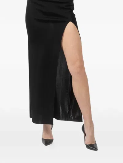 La Galpa Scovilla High-slit Midi Skirt In Black