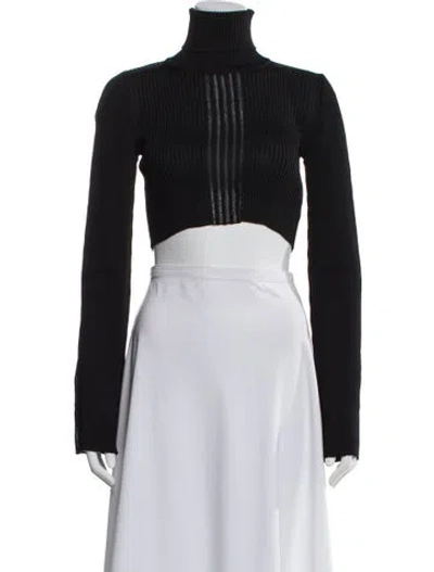 Pre-owned La Galpa Turtleneck Long Sleeve Crop Top W/ Tags In Black