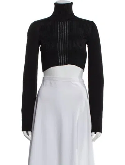 Pre-owned La Galpa Turtleneck Long Sleeve Crop Top W/ Tags In Black