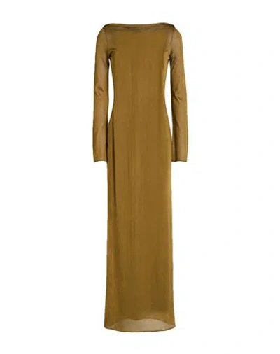 La Galpa Woman Maxi Dress Military Green Size M/l Recycled Viscose In Brown