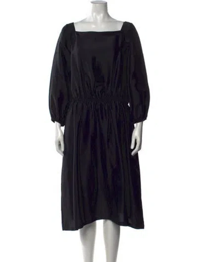 Pre-owned La Garçonne Moderne Silk Midi Length Dress In Black