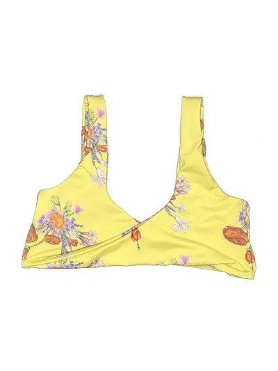 Pre-owned La Gotta Swimsuit Top Yellow Floral Pattern Swimwear