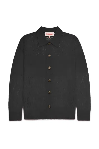 La Granni Men's Aranita Collared Cardigan - Black