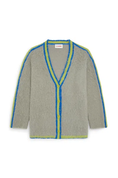 La Granni Men's Limited Edition Oversized Suri Cardigan - Grey In Multi
