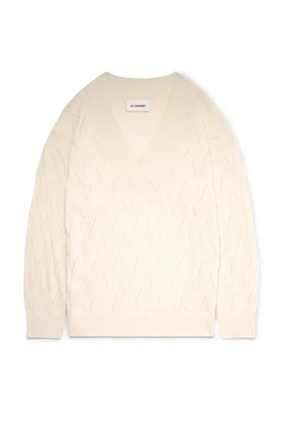 La Granni Men's White Oversized Jumper - Cream In Neutral