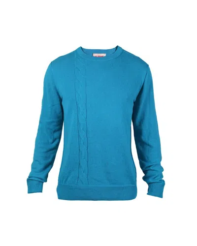 La Granni Women's Blue Cable Crewneck - Turquoise